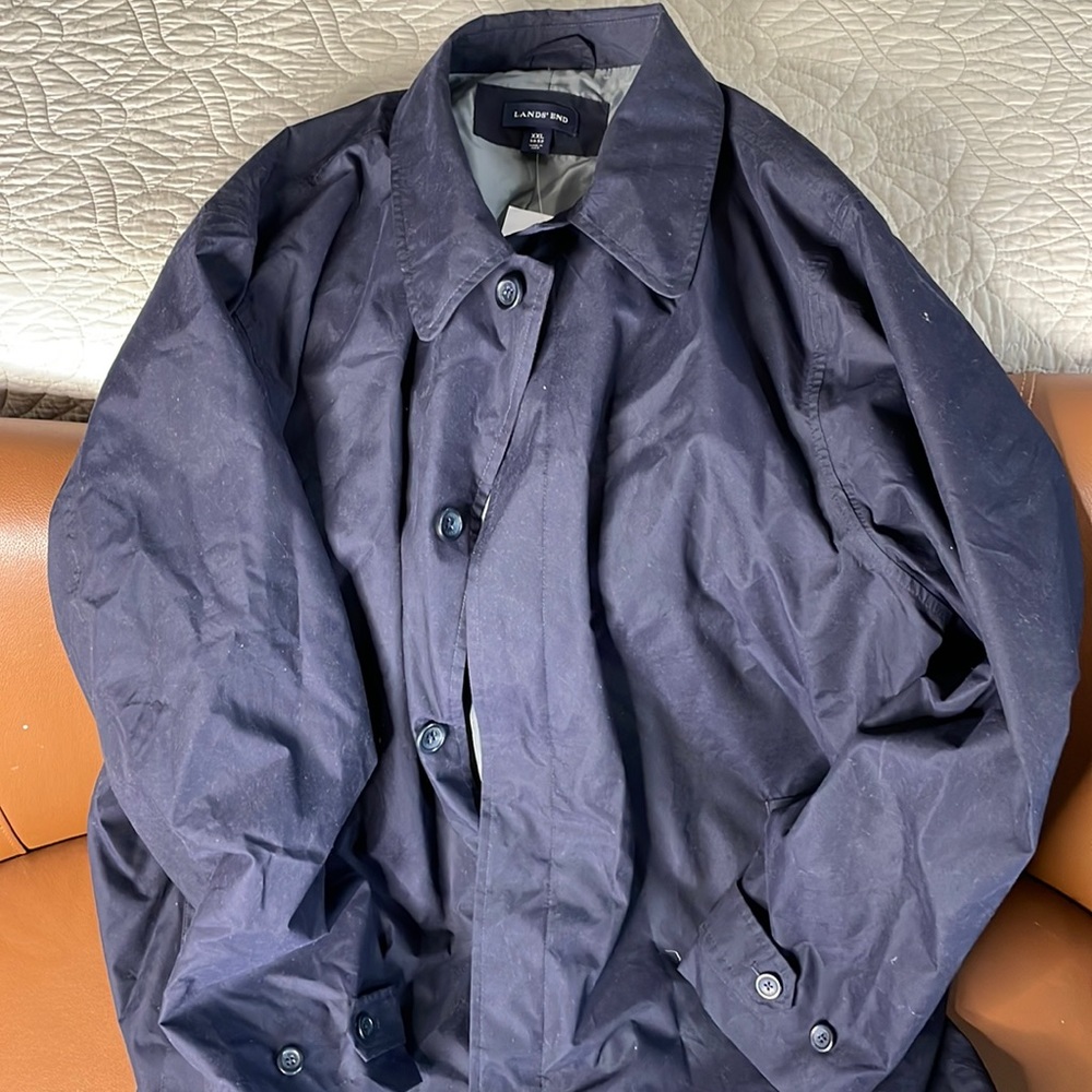 Mens 3/4 Xxl blue Lands end trench